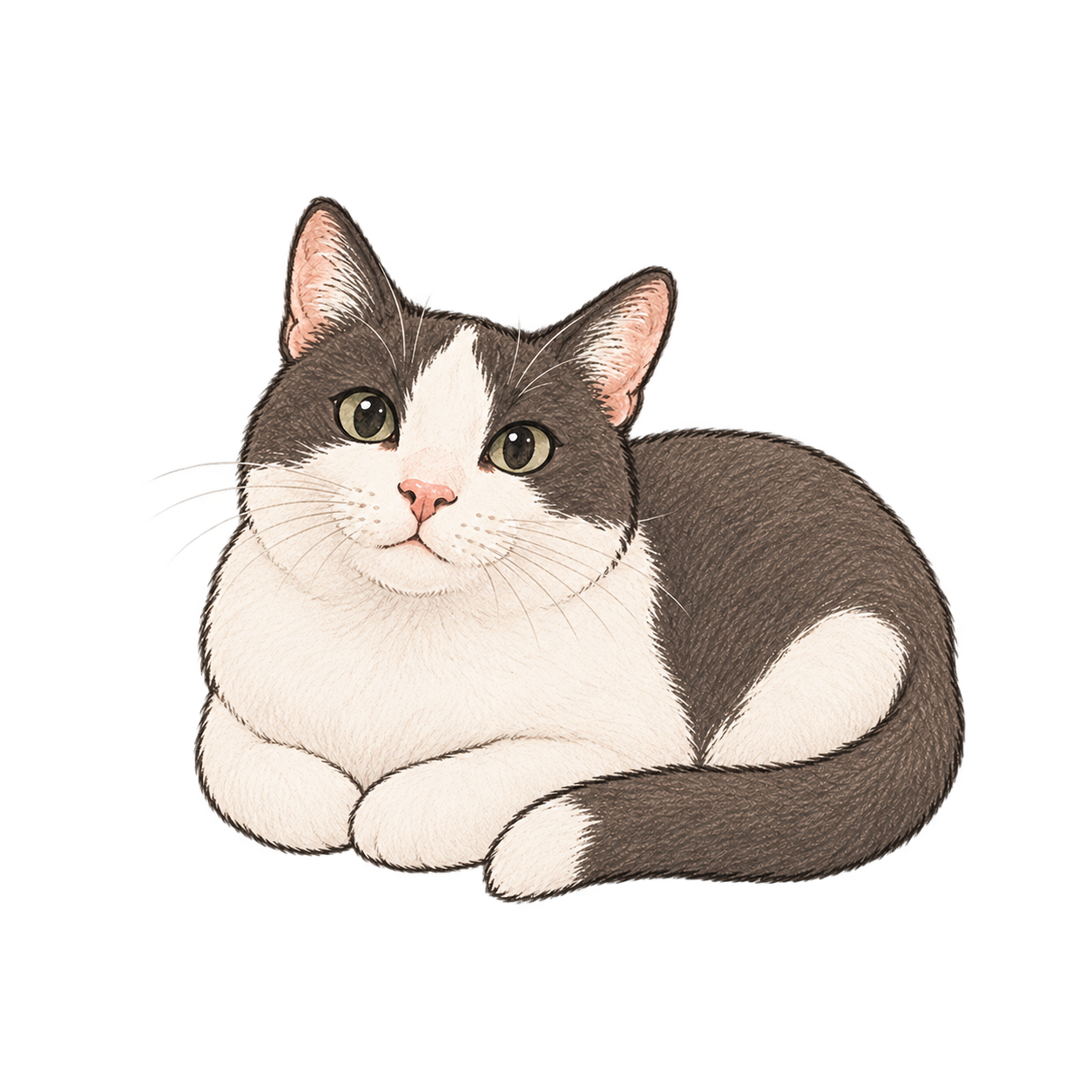 A little tuxedo cat keeping a place for a friend